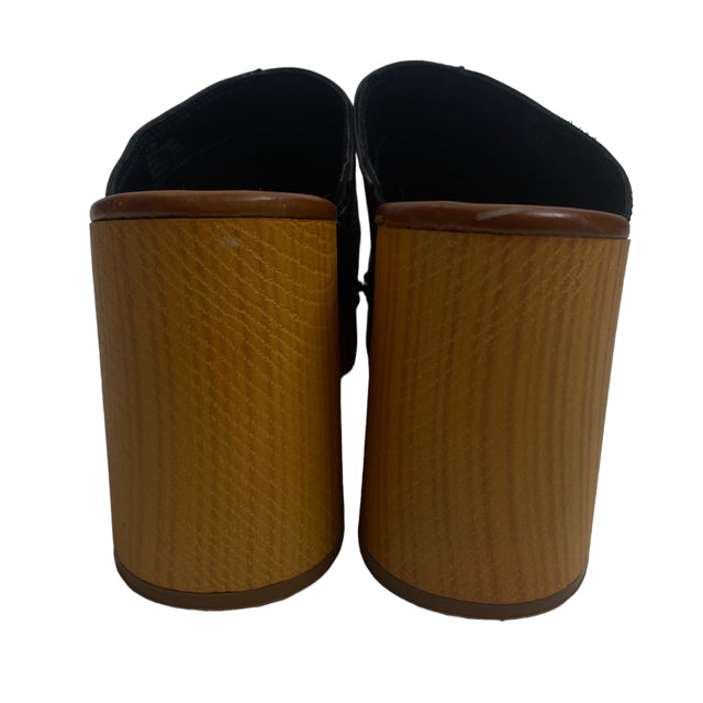MIA Size 8 1/2 Black/Brown Clog Faux Leather SHOE