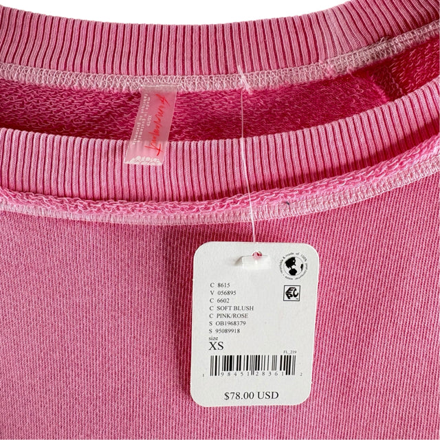 FP MOVEMENT Size X-SMALL Pink Long Sleeve Sweaterknit NWT TOP