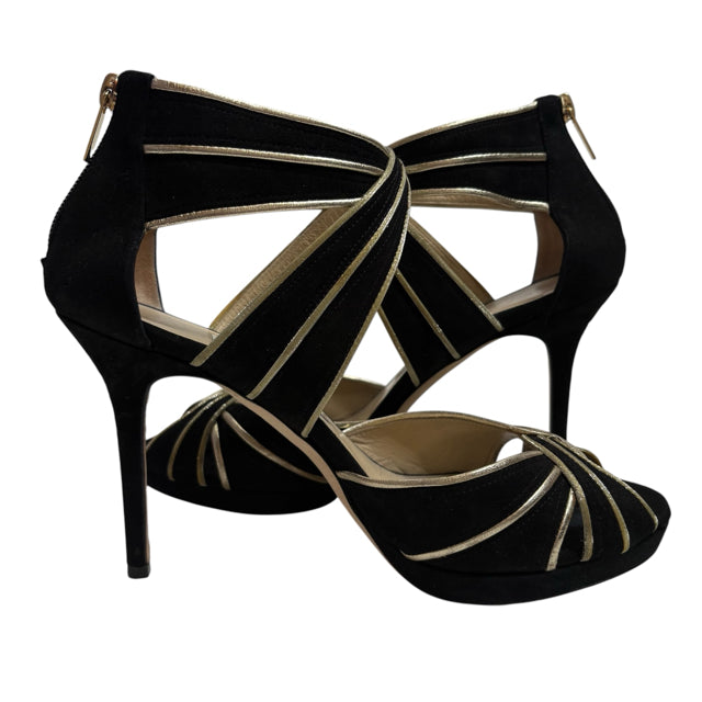 JIMMY CHOO Size 39 Black/gold Sandal PRICED FOR CONDITION SHOE