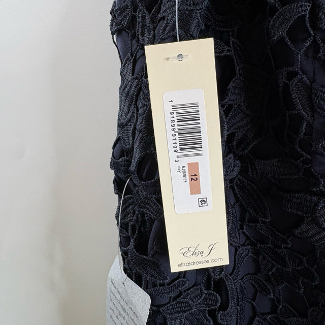 ELIZA J Size 12 Navy Lace Overlay Sleeveless Polyester NWT DRESS