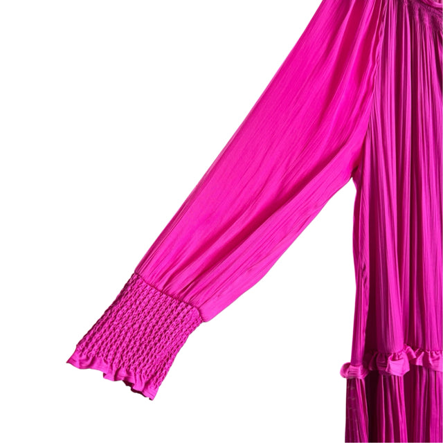 ANTHROPOLOGIE Size SMALL Hot Pink Long Sleeve DRESS