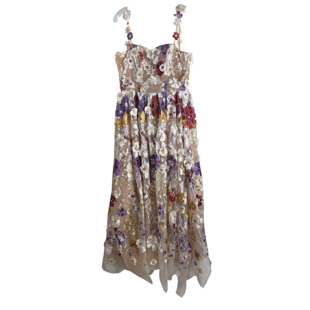 TAYTUM Size SMALL White Flower Embroidery Strappy DRESS