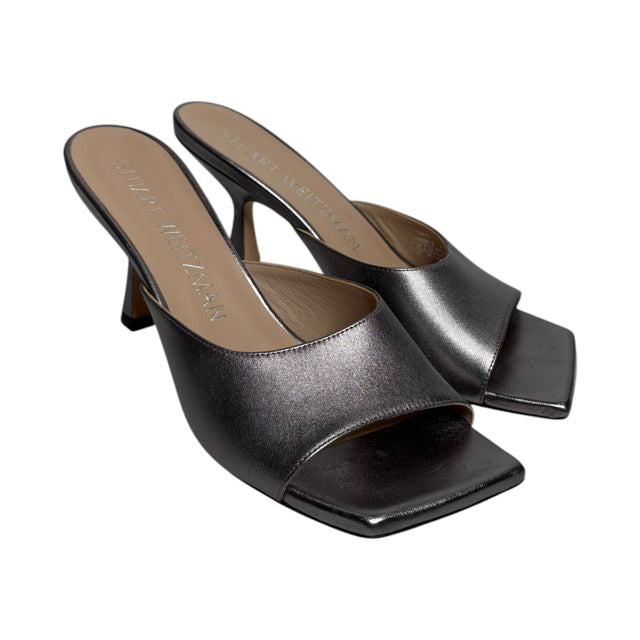WEITZMAN Size 8 Silver Slide Metallic Leather SHOE