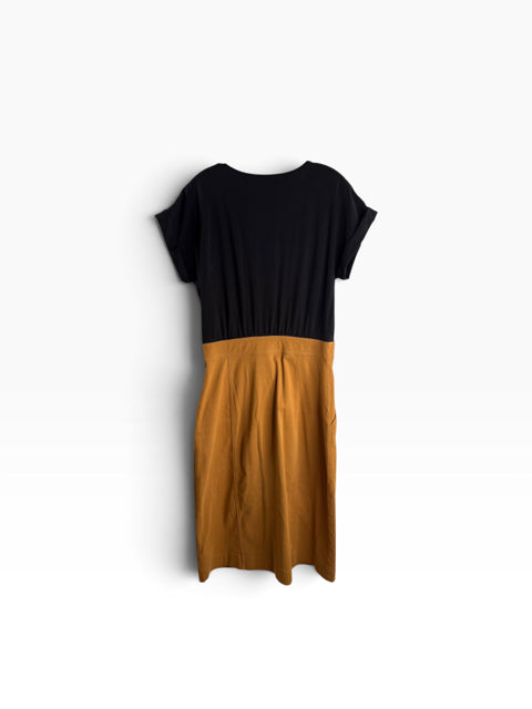 VERONICA BEARD Size MED Black/gold Short Sleeve DRESS