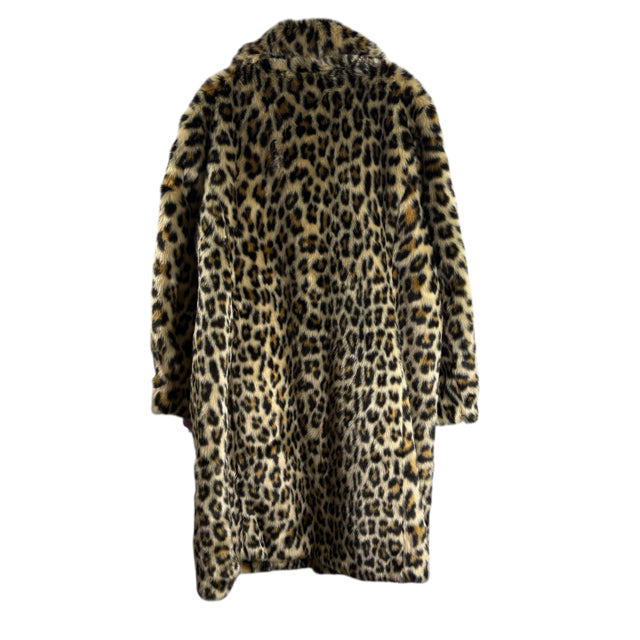 MASSEYS Size 1X Tan/Black Animal Faux Fur COAT