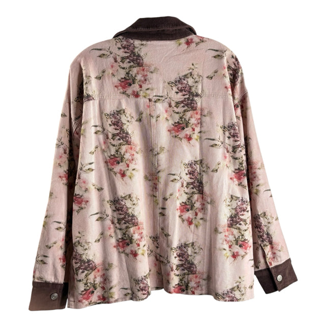 URBAN DAIZY Size LARGE Pink/Brown Floral Denim Jacket JACKET
