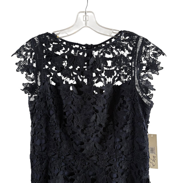 ELIZA J Size 12 Navy Lace Overlay Sleeveless Polyester NWT DRESS