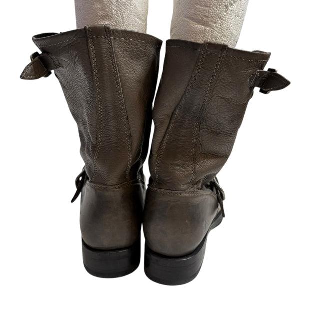 FRYE Size 9 1/2 Gray Mid Calf Leather BOOT