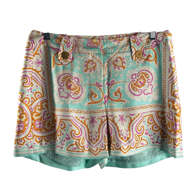 J MCLAUGHLIN Size 6 Light Blue/Multi Print Silk NWT SHORTS