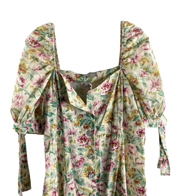 ASOS Size 10 Cream/Pastel Floral Puff Sleeve NWT DRESS