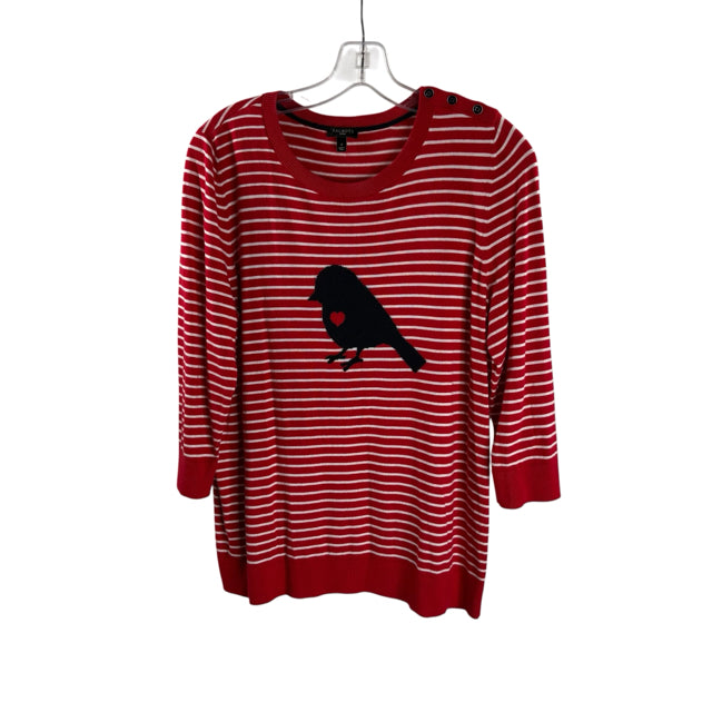 TALBOTS Size X Red/White Stripe 3/4 Sleeve SWEATER