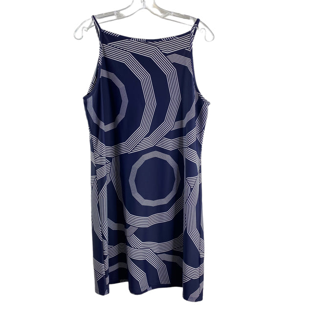 JUDE CONNALLY Size LARGE Navy/White Stripe Strappy Nylon Blend DRESS