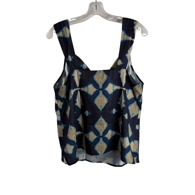 BANANA Size LARGE Navy/Tan Print Strappy BLOUSE