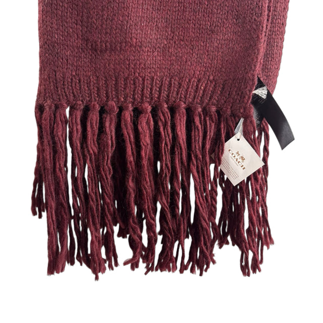 COACH Cranberry Fringed Acrylic Blend NWT WINTER SCARF