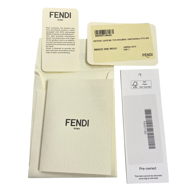 FENDI Magenta/Black Tropical Print Leather Double Handle NWOT PURSE
