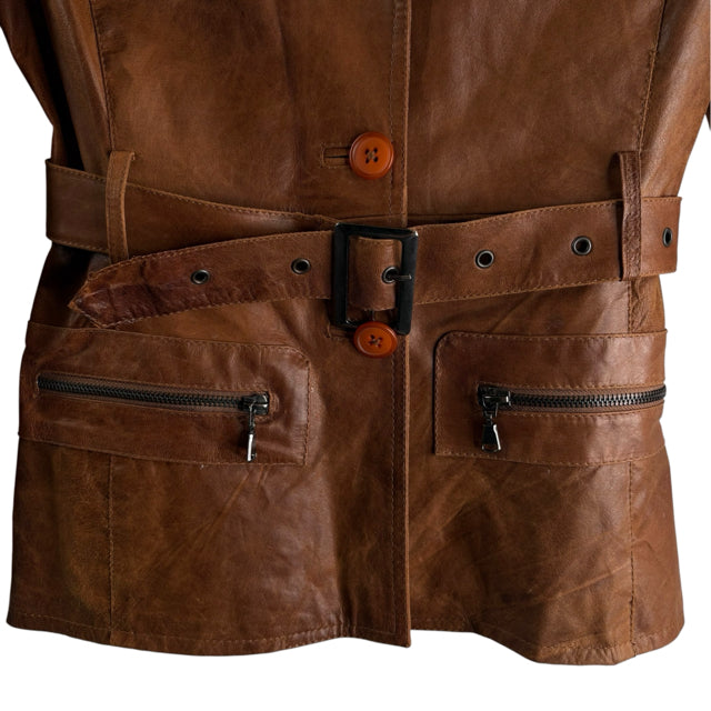 CLAUDIO IACOVELLI Size SMALL Brown Leather JACKET