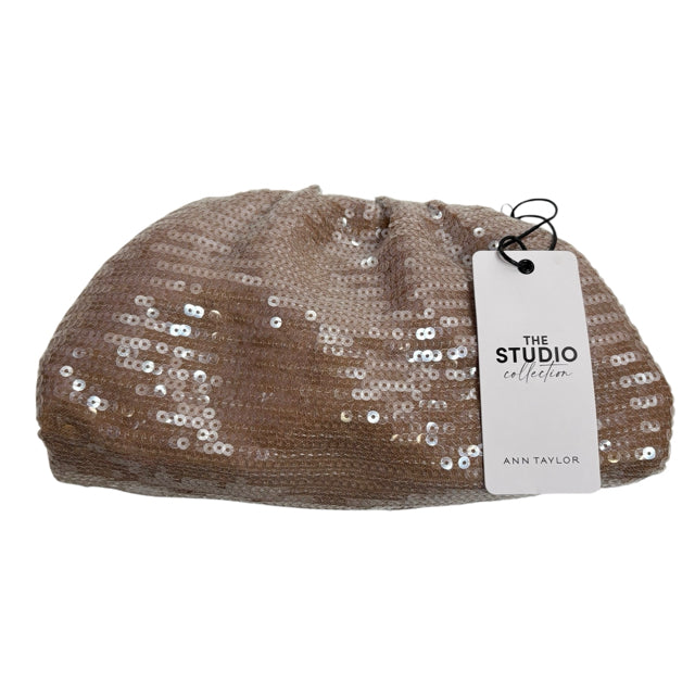 ANN TAYLOR Beige Sequin Clutch with Chain NWT EVENING BAG
