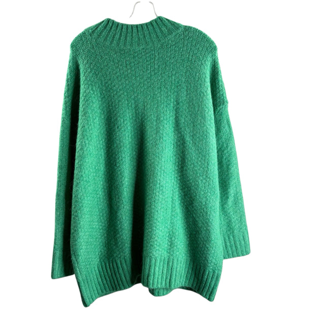 TALBOTS Size 2X Light Green Knit Details Long Sleeve Mock Turtleneck SWEATER