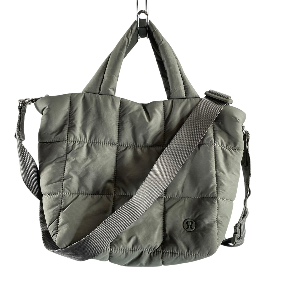 LULULEMON Gray Quilted Polyester Double Handle PURSE
