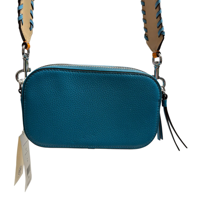 TORY BURCH Teal/Orange Stitch Detail Leather Cross Body NWT PURSE
