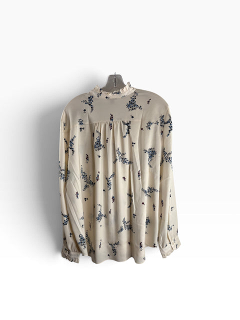 ANN T Size XXL Cream Floral Long Sleeve Button Front NWT BLOUSE