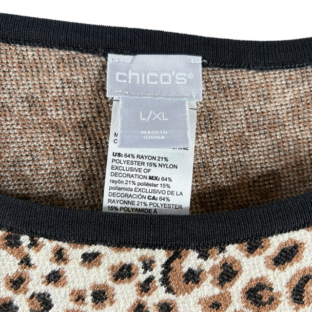 CHICOS Tan/Brown Rayon Blend Knit PONCHO