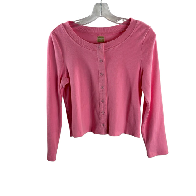 FREE-EST by FREE PEOPLE Size MEDIUM Pink Ribbed 3/4 Sleeve Button Front TOP