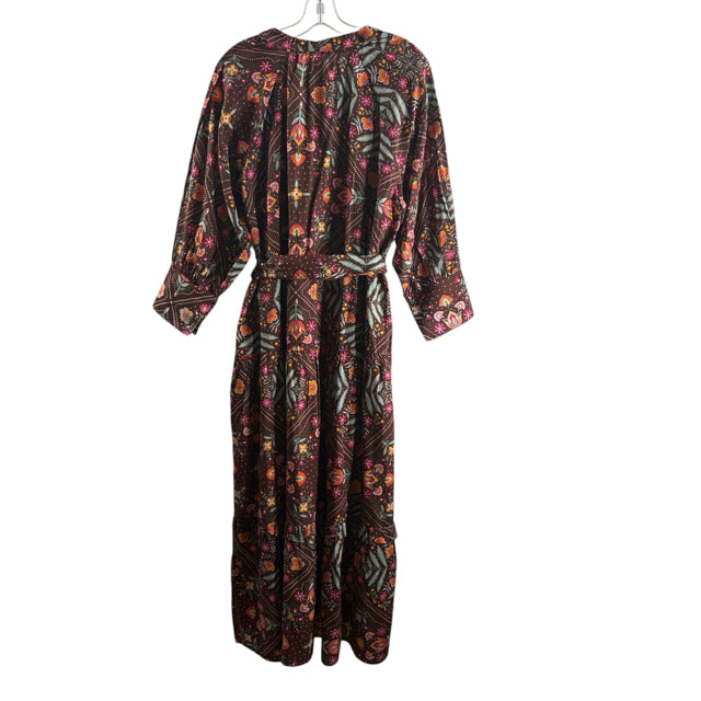 PRINTFRESH Size MEDIUM Brown/Multi Floral Long Sleeve Organic Cotton NWT DRESS