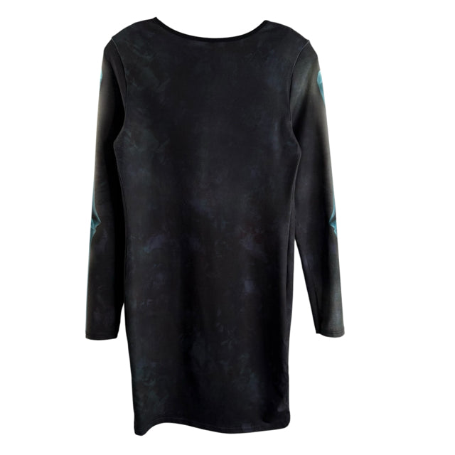 TOPSHOP Size 8 Charcoal Skeleton Long Sleeve DRESS