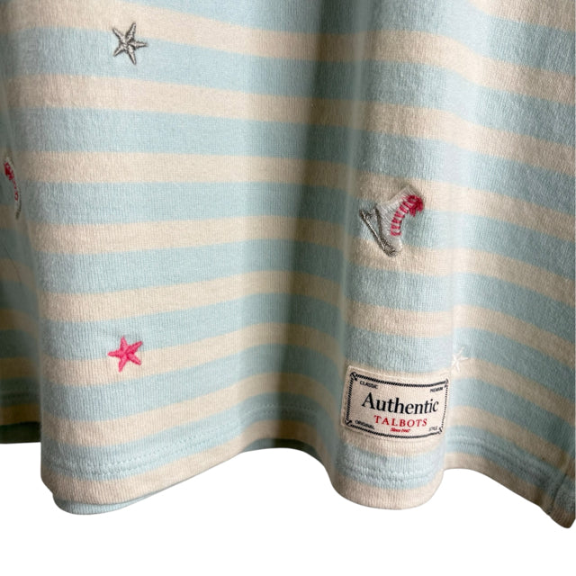 TALBOTS Size 2X Blue/Tan Stripe Long Sleeve NWT TOP
