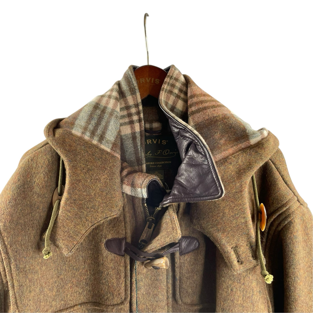 ORVIS Size X-LARGE Olive Hood Wool/Leather NWT COAT