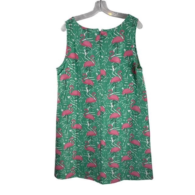 IN GEAR Size X-LARGE Green/Pink Flamingo Sleeveless DRESS