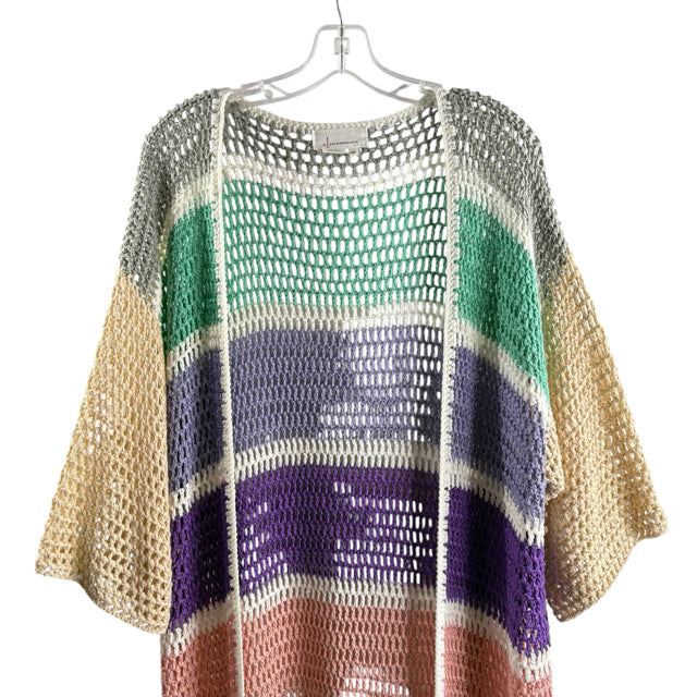 by ANTHROPOLOGIE Size ONE SIZE Gray/Multi Knit Details 3/4 Sleeve Acrylic VEST
