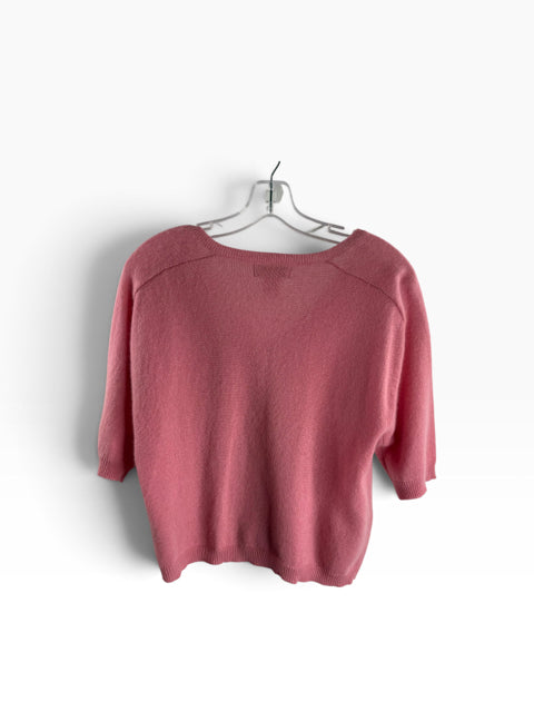 HOUSE OF HARLOW Size MED Pink Short Sleeve Cashmere SWEATER