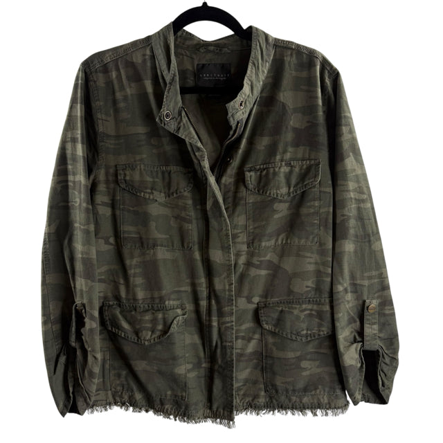 SANCTUARY Size LARGE Green Camo Cotton JACKET