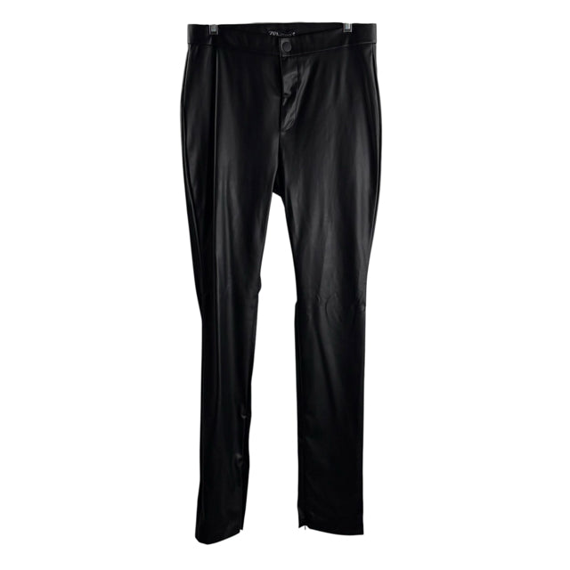 ZARA Size X-LARGE Black Vegan Leather NWT PANTS