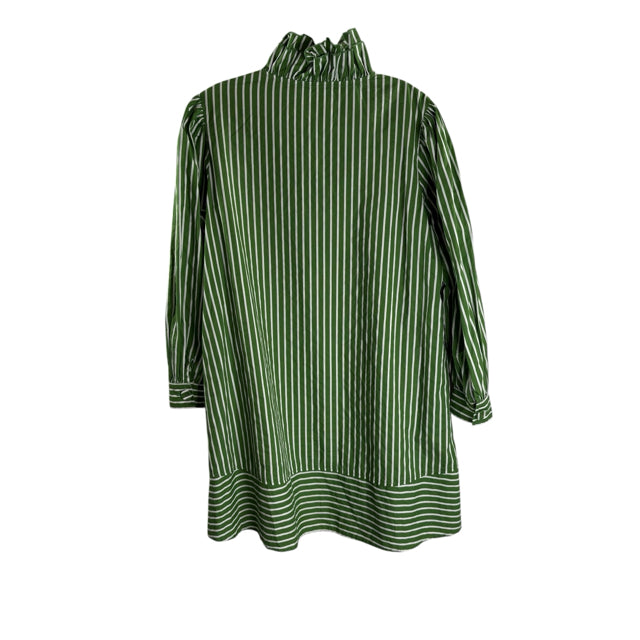 KATE LEIGH Size MED Green/White Stripe Long Sleeve DRESS