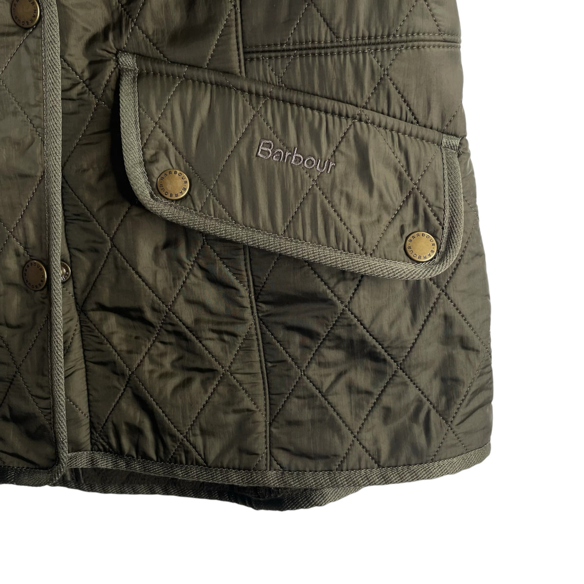 BARBOUR Size 10 Hunter Green Quilted Zip-Front Fleece Lined VEST