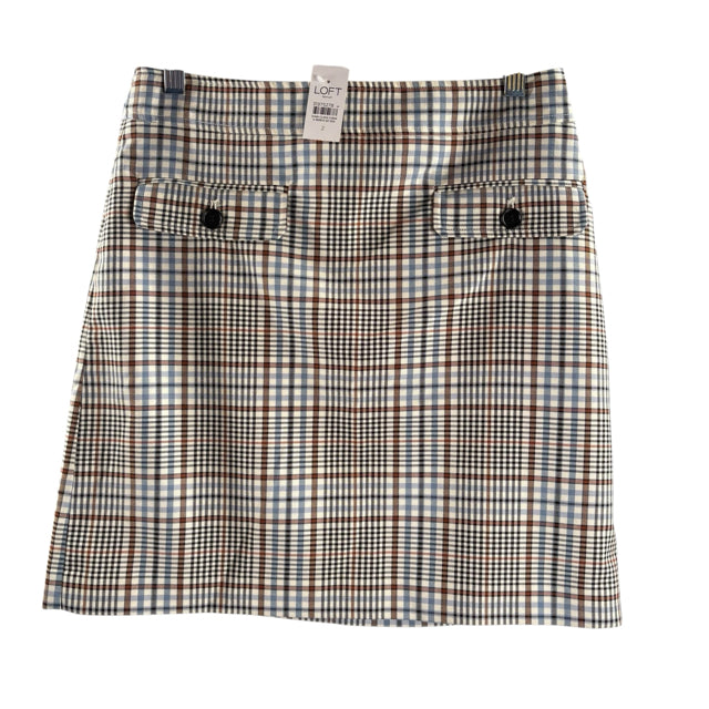 LOFT Size 2 Cream/Multi Plaid Mini NWT SKIRT