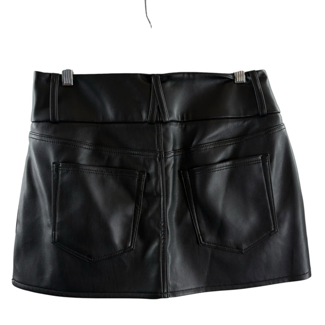 GOOD AMERICAN Size 6 Black Mini Faux Leather NWT SKIRT