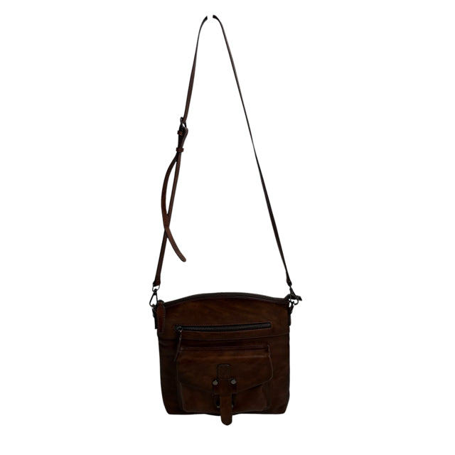 HESHE Brown Leather Cross Body PURSE