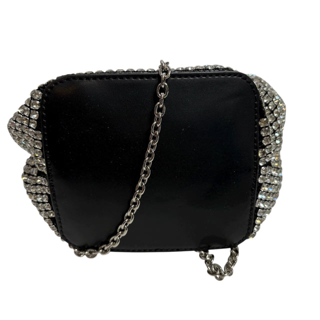 ANN TAYLOR Black/Clear Rhinestones Chain NWT EVENING BAG