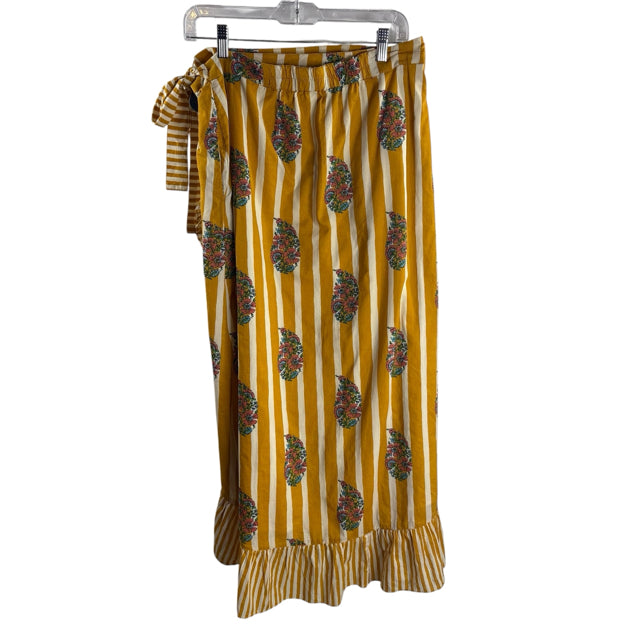 PRINTFRESH Size MED Gold/Cream Print Wrap SKIRT
