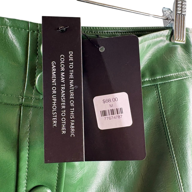 FATE Size MEDIUM Green Midi Button Front Faux Leather NWT SKIRT