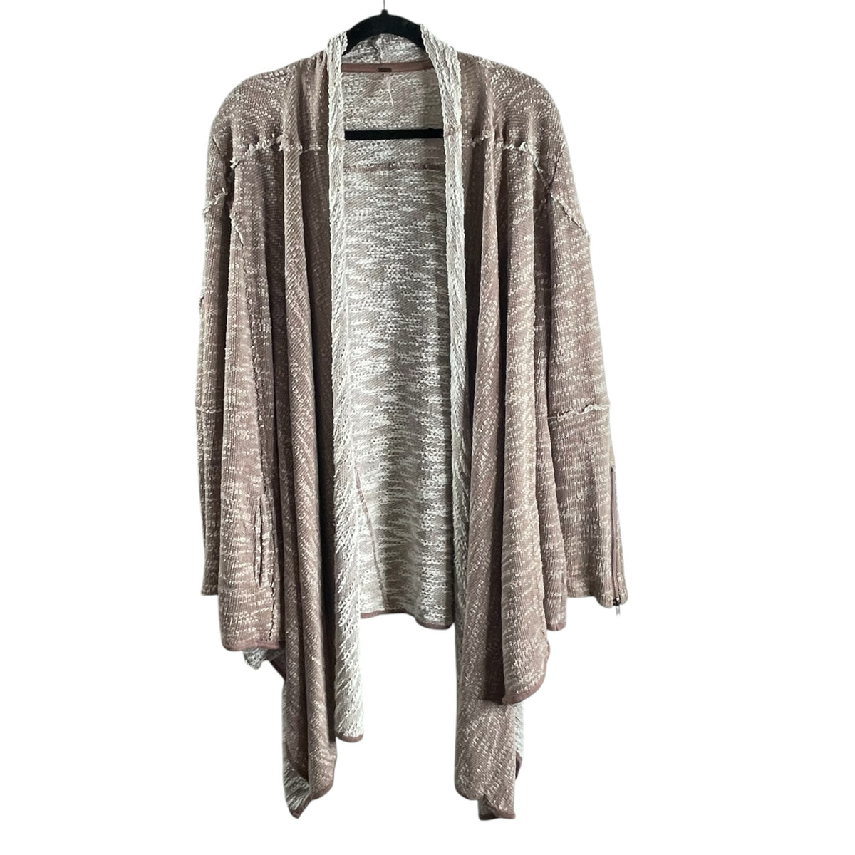 FREE PEOPLE Size MED Brown/Cream Long Sleeve Open Front SWEATER