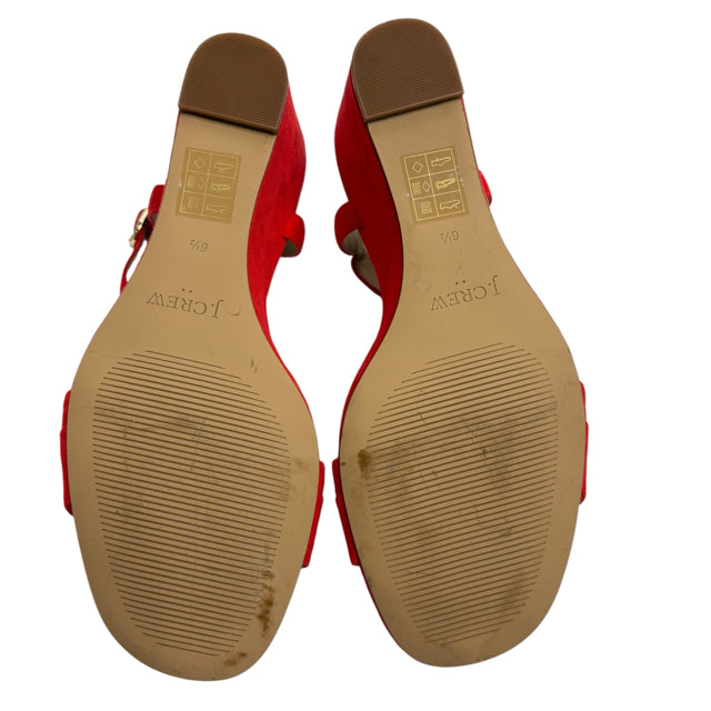 J CREW Size 6 1/2 Red Sandal Suede SHOE
