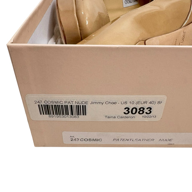 JIMMY CHOO Size 40 Cream Platform Pump Patent Leather BOX SHOE