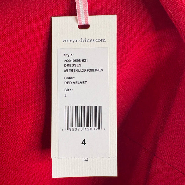 VINEYARD VINES Size 4 Red Bow Detail Sleeveless Polyester Blend NWT DRESS