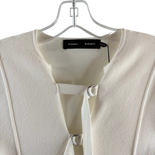 PROENZA SCHOULER Size SMALL Cream Neck Detail Short Sleeve Viscose Blend DRESS