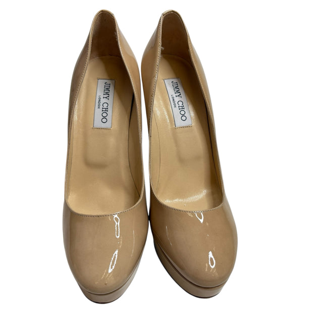 JIMMY CHOO Size 40 Cream Platform Pump Patent Leather BOX SHOE